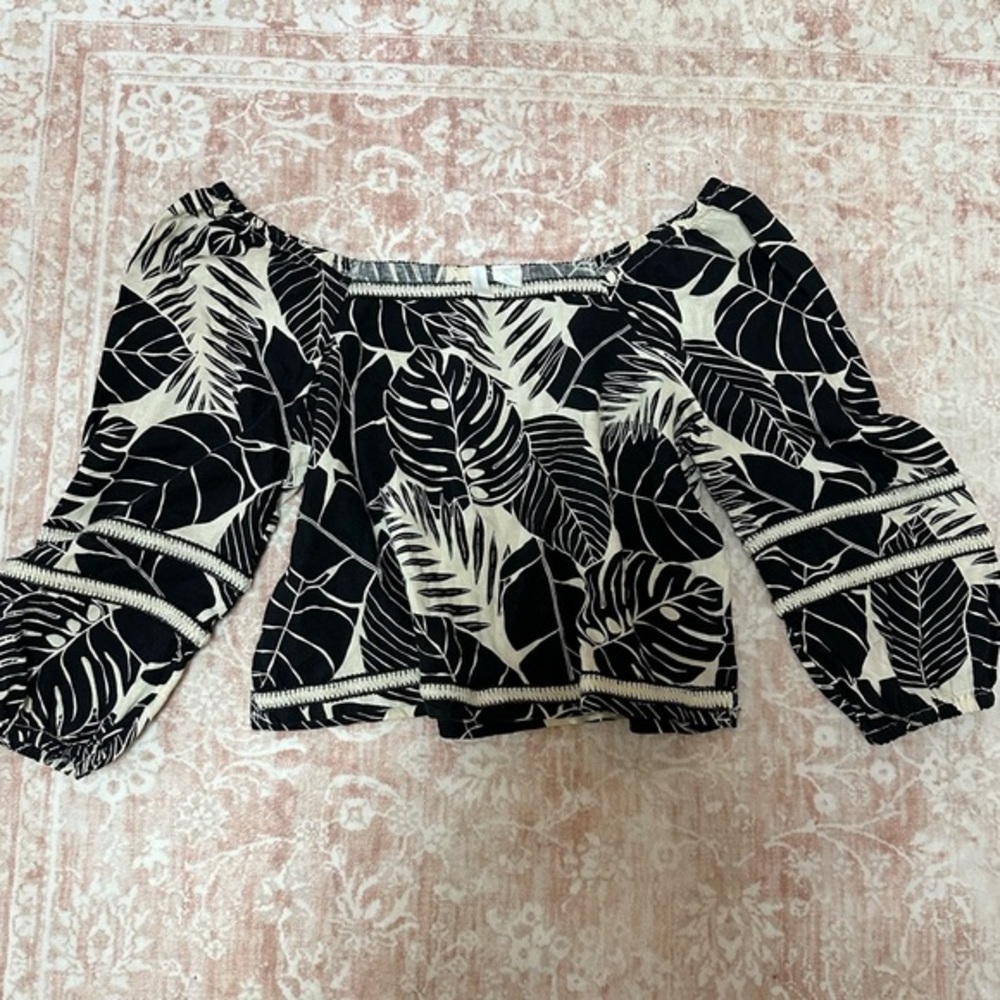 Linen 🖤 Banana Leaf Balloon Sleeve Blouse - Picture 2 of 11